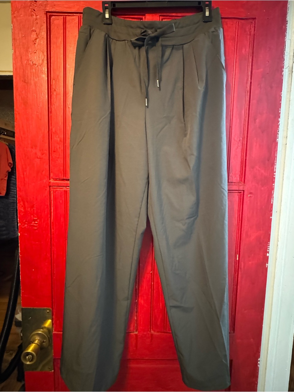 Apana Gray Wide-Leg Drawstring Pants